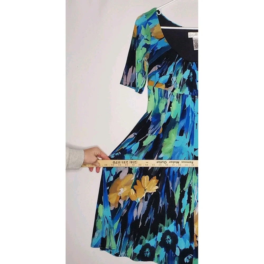 London Style Vtg Empire‎ Dress 4 Blue Artsy Watercolor Mermaid Forest Fairy Y2K
